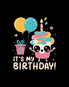 Its My Birthday Cute Cupcake Kawaii Digital Art by Flippin Sweet Gear