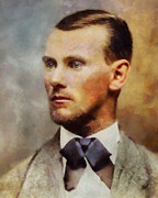 Jesse James Portrait Color Painting by Dan Sproul