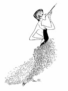 Julie Andrews with Cigarette Holder from Star Drawing by Al Hirschfeld