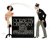 Julius Klinger posters - Corsets Obersky Paris-Berlin, dress shop advertisement Drawing by Julius Klinger