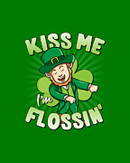 Kiss Me Im Flossin Floss St Patricks Day Digital Art by Flippin Sweet Gear