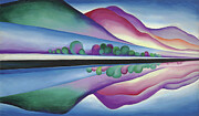 Lake George, reflection - modernist abstract landscape painting by Georgia O'Keeffe Painting by Georgia O'Keeffe