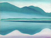 Lake George, reflection seascape - modernist landscape painting by Georgia O'Keeffe Painting by Georgia O'Keeffe