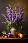 Lavender Wall Art Vintage Still Life Digital Art by Nature Oil Painting