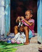 Lil' Hair Braider II Painting by Nicole Minnis