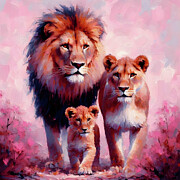 Lion Family Digital Art by Lucia Stewart