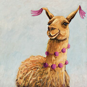 Dancing Llama Painting by Lucia Stewart
