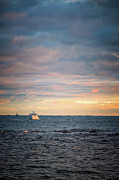 Lobster Boat On The Sea At Sunset. Photograph by Jeff Sinon