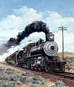 Locomotives - Santa Fe Railway 2-6-2 Prairie Type Engine Number 1000 Painting by J Craig Thorpe