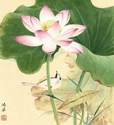 Lotus in breeze no.1 Painting by HongYan