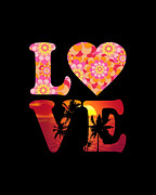 Love Floral Pattern Sunset Graphic Digital Art by Flippin Sweet Gear