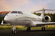 Luxury Private Jet at Sunset South Lake Tahoe by Dave Koch Photograph by Dave Koch - Aircraft Photography