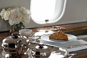 Luxury Private Jet Breakfast - Elegant Inflight Dining by Dave Koch Photograph by Dave Koch - Aircraft Photography