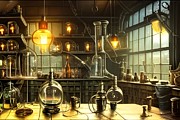Mad Scientist Lab-Warm Lights Digital Art by Annalisa Rivera-Franz