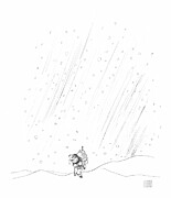 Man in Snowstorm Drawing by Al Hirschfeld