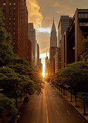 Manhattan henge is when the sun sets along 42nd street in NY Photograph by Steven Heap