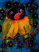 Masked Love Birds Painting by Stacey Torres