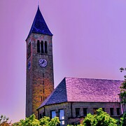 McGraw Clock Tower Against Purple Sky Digital Art by Bruce Block