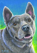 Mixed Breed Gray Dog Painting by Rebecca Wang