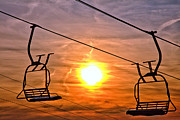 Montage Mountain Chairlift Sunset Photograph by Adam Jewell