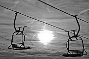 Montage Mountain Chairlift Sunset Black And White Photograph by Adam Jewell