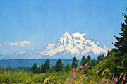 Mount Rainier Watercolor Photograph by Tatiana Travelways