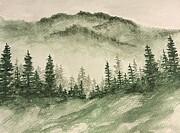 Mountain Evergreens Painting by Judy Strickland