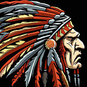 Native American Chief, 07 Painting by AM FineArtPrints