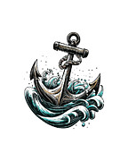 Nautical Retro Ship Anchor Digital Art by Flippin Sweet Gear