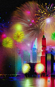 New Year's Eve in Times Square New York Digital Art by Rafael Salazar