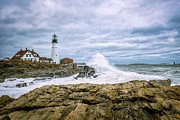 Nor'easter, Portland Head Light. Photograph by Jeff Sinon