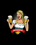 Oktoberfest German Waitress Kellner Digital Art by Flippin Sweet Gear