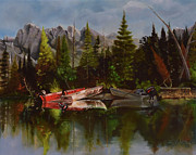 One Fine Day -  Fishing - Tetons Painting by Jan Dappen