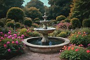 Painting of a classical English garden Digital Art by Nature Oil Painting