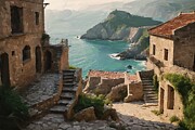 Beach House Painting on Canvas Digital Art by Nature Oil Painting