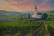 Countryside Vineyard Oil Painting Digital Art by Nature Oil Painting