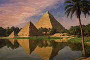 Painting of an ancient Egyptian pyramid Digital Art by Nature Oil Painting