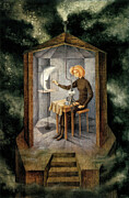 Papilla Estelar - Star Porridge, Stellar Porridge, feeding the Moon by Remedios Varo Painting by Remedios Varo