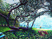 The Paragliders at Kanaha Beach Park Maui Hawaii Painting by Michel Cruz-Garcia