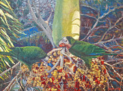 Abaco Parrots Series - Dinner for Two Painting by Ritchie Eyma
