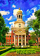 Pat Neff Hall of the Baylor University in Waco, Texas - watercolor painting Digital Art by Nicko Prints