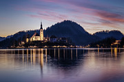 Pink Tinted Sunrise Lake Bled Photograph by Charnwood Photography Fine Art