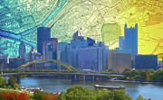 Pittsburgh Map Painting Mixed Media by Dan Sproul