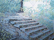 Prospect Park Stairway Pencil 1982 Drawing by William Hart McNichols