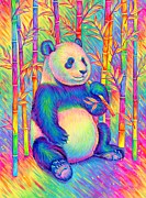 Psychedelic Rainbow Panda Painting by Rebecca Wang