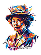 Queen Elizabeth II Portrait Pop Art Digital Art by Vector Artnesia