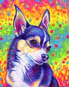 Rainbow Chihuahua Painting by Rebecca Wang