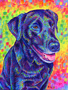 Rainbow Labrador Retriever Painting by Rebecca Wang
