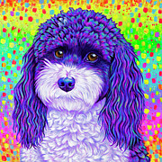 Rainbow Parti Poodle Painting by Rebecca Wang