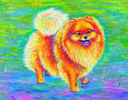 Rainbow Pomeranian Painting by Rebecca Wang